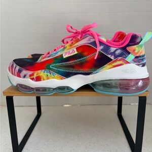 FILA Octane Speed Women's 11 Multi-Color Tie-Dye Running Sneakers. Pink Accents